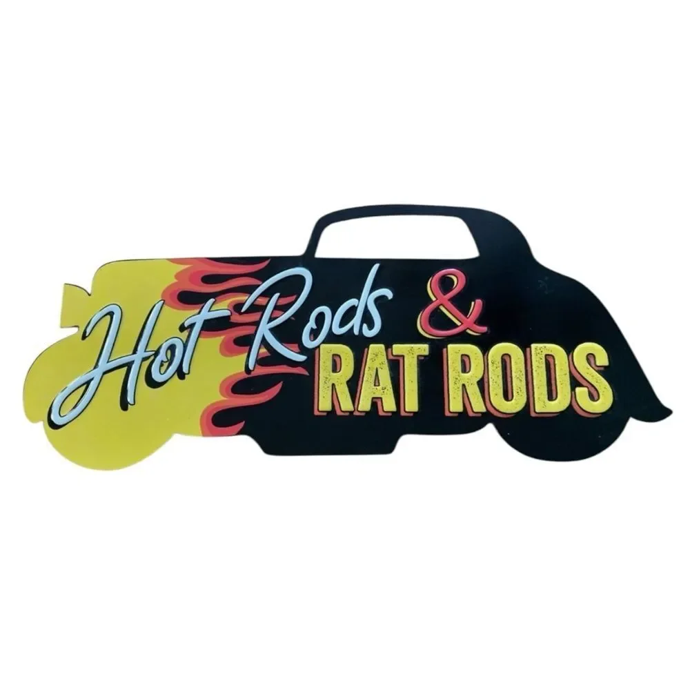 Hot Rods & Rat Rods Metal Sign Wall Decor, Vintage Style, Man Cave, Garage